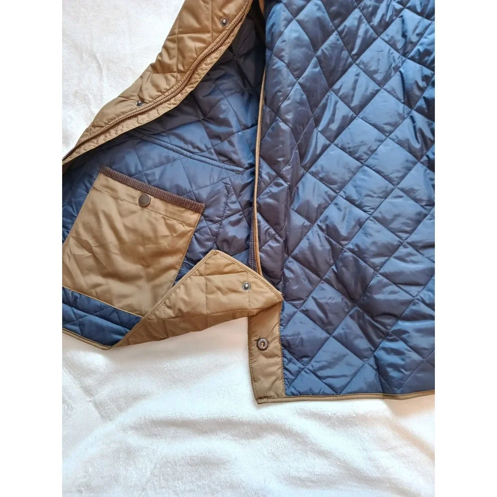 Brown Chaps Quilted Barn Corduroy Collar Puffer Jacket